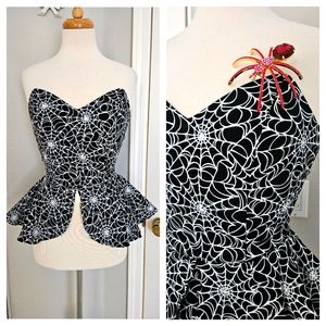 PUG Pinup Girl Clothing Black Spiderweb Bustier | Pinup Couture Spider Web Top